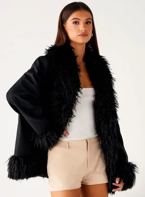 Peppermayo faux fur black trim jacket  thumbnail 1