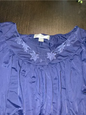 Vintage Inspired Navy Nightgown Embroidered Sleep Victorian Inspired Dress thumbnail 4