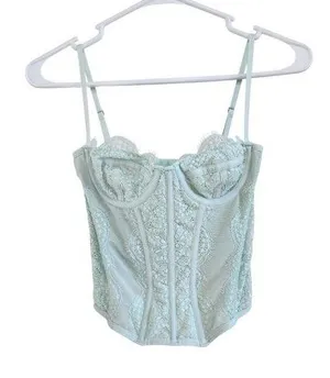 Y2K Out From Under Spaghetti Adjustable Strap Corset Top Mint Green Size Small thumbnail 1