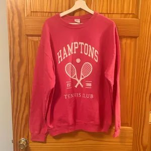 The Hamptons Tennis Pink Fleece Vintage Style Oversized Crewneck Sweatshirt XL thumbnail 2
