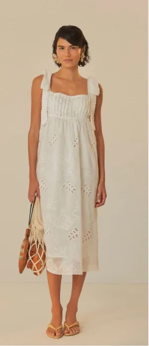 NEW Farm Rio Eyelet Embroidered Midi Dress Size XS thumbnail 1