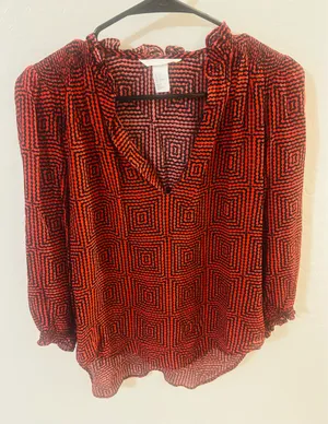 H&M Blouse Red and Black thumbnail 1
