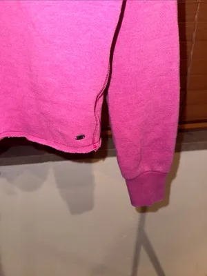 American Eagle Distressed Crewneck Crop Sweatshirt - Pink thumbnail 2