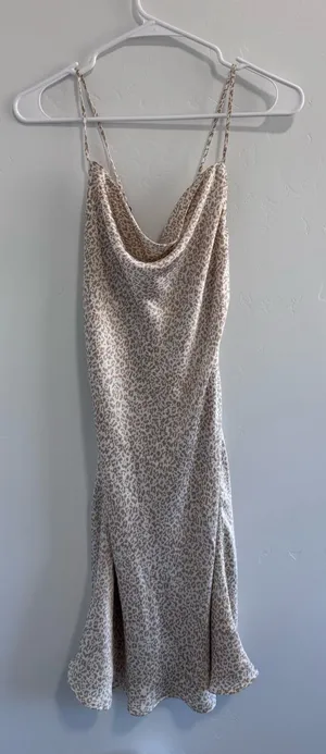 Abercrombie & Fitch White Tan Cheetah Print Slip Dress Small thumbnail 1