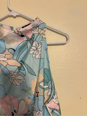 🌸 PrettyGarden Floral Midi Dress XL Blue Pink Sleeveless Mock Neck NWT thumbnail 8