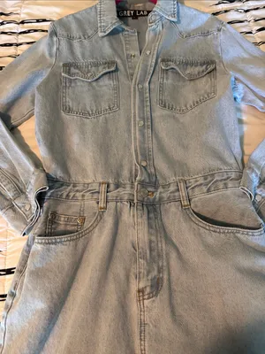 GREY LAB Light Blue Denim Shirt Dress with Chest Pockets thumbnail 2