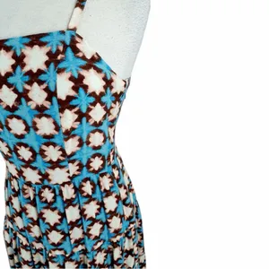 LOFT Geo Print Mini Dress Boho Indie Coastal Summer Size 6 Blue Spaghetti Strap thumbnail 9