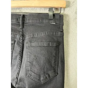Mother The Stunner Double Zip Ankle Jeans Not Guilty Black High‎ Rise Raw Hem 26 thumbnail 5