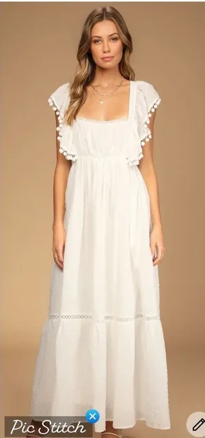 Lulus Chasing Summer White Swiss Dot Tie Back Maxi Dress thumbnail 1