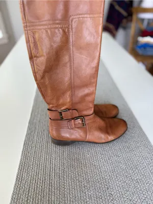 Nine West Vintage America Cognac Tan Brown Leather Riding Boots with Buckle Sz 8 thumbnail 5