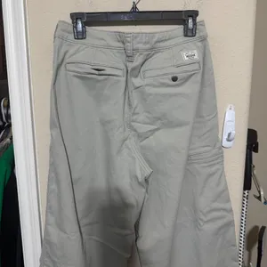 Hollister Baggy Skater Pants Womens S drawstring waist Tan Khaki Utility Surplus thumbnail 4