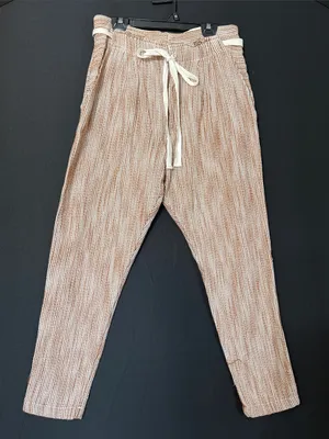 FREE PEOPLE Caraway Tapered Striped Cotton Pants Size 4 NWT Boho Coastal Casual thumbnail 4