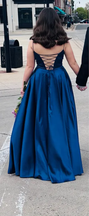 Stacees navy blue dress thumbnail 2
