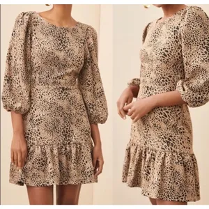 Anthropologie Maeve Knit Cut-Out Mini Dress Size 4 AnimalPrint Autumn thumbnail 3