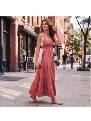 Women's J.Crew Pink Tiered Maxi Dress Size XS thumbnail 2