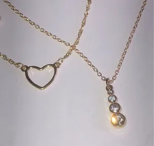 Jasmine Lane Gold Tone Dainty Heart and CZ Rhinestone Drop Necklace Set thumbnail 1