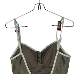 Aerie Women's Swimsuit One Piece Low Back Stripe Padded Stretch Beige Medium NWT thumbnail 5