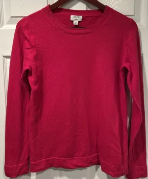 J.Crew Teddie Sweater Womens‎ Size S Pink crewneck pullover wool cotton blend thumbnail 1