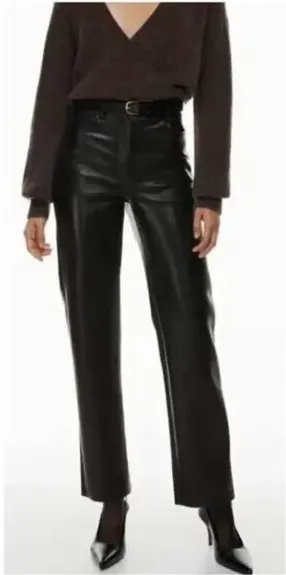 NEW ARITZIA WILFRED ADELE FLARED VEGAN LEATHER PANTS IN BLACK SIZE 4! thumbnail 1