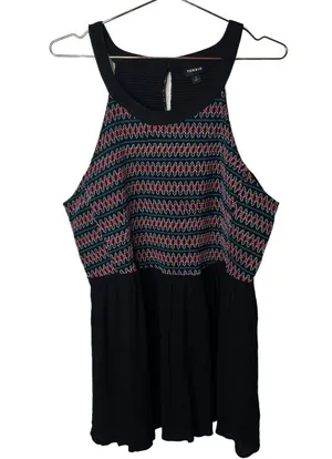 Torrid Smocked Halter Top-Crinkle Gauze Black size 2x new with out tag thumbnail 3