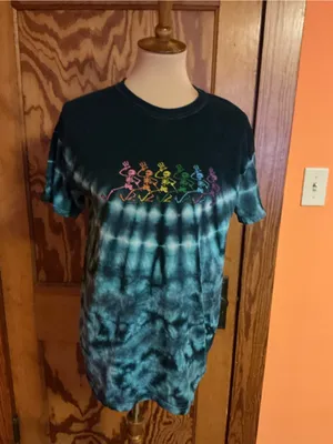 Grateful Dead Dancing Skeletons Tie Dye Tee Rainbow Skeleton Graphic Shirt thumbnail 4