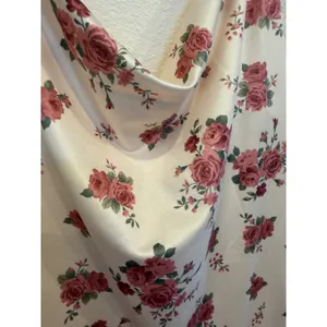 Floral Satin Halter Mini Dress Pink Rose Print Cowl Neck Fit & Flare Cottagecore thumbnail 2