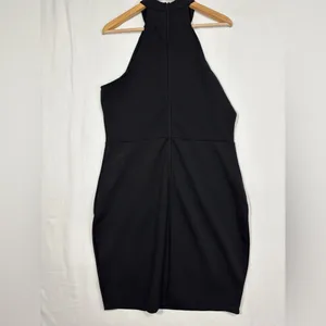 NWT Symphony Plus Dress Black‎ Floral Embroidered Halter Bodycon Cocktail 1XL thumbnail 4
