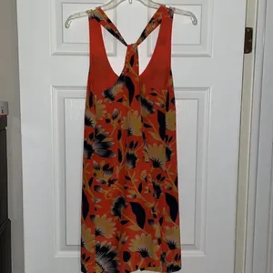 J Crew Tropical Silk Hibiscus Coral Twist Back Sundress thumbnail 8