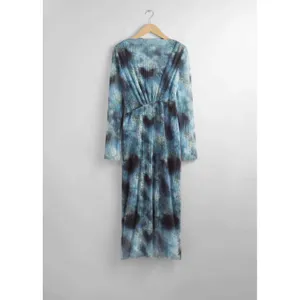 & Other Stories NWT Blue Tie Dye Pleated Mesh Midi Dress Stockholm Atelier‎ M thumbnail 2