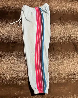 Womens small Aviator Nation 5-Stripe Sweatpants– Sky Blue thumbnail 2