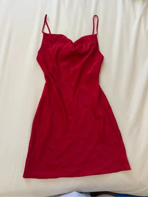 Urban Outfitters | Red Mallory Cowl Slip Mini Dress | Small thumbnail 2