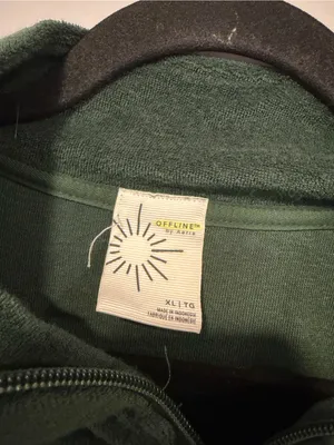 Aerie Terry cloth Half-Zip Fleece‎ Pullover Sweatshirt - Forest Green thumbnail 2