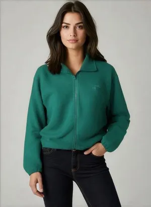 Women's Atletica Green Fleece Jacket Size S thumbnail 1