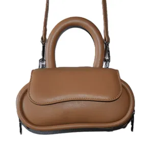Melie Bianco Crossbody Bag Womens Small Brown Excellent Vegan Leather Structured thumbnail 1