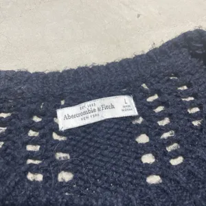 Y2K Babydoll Abercrombie Fitch Women's SZ L Navy Sweater Indie Sleaze Knit VTG thumbnail 2