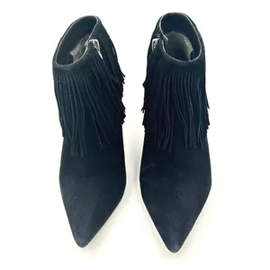 Sam Edelman Ankle Boots Women's Suede Fringe Pointed Stiletto Western Black Sz 7 thumbnail 4