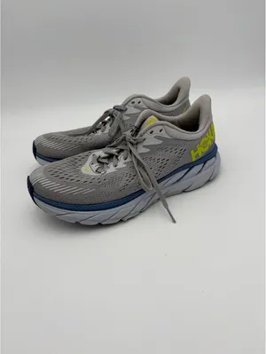 Hoka Clifton 7 $180 Woman’s 9 One One Gray Running Shoes with Yellow Logo thumbnail 3