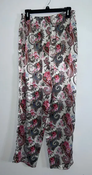 Victoria's Secret Floral Paisley Pajama Pants Size M White Pink thumbnail 1