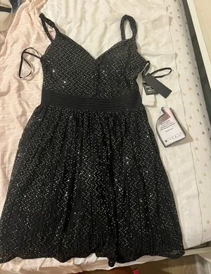 Macys Black Sequin Dress thumbnail 1