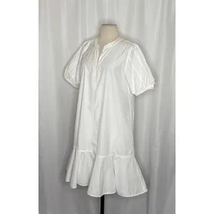 NWT!! J. CREW Delilah Dress Cotton‎ Poplin Solid White Mini Ruffle Small Tall ST thumbnail 6