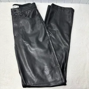 Abercrombie‎ & Fitch 90's Straight Ultra High Rise Faux Leather Black Pants 26 thumbnail 2