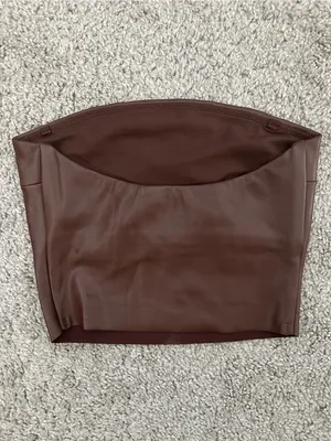 SKIMS Faux Leather Tube Top in Cocoa Sz. XXS thumbnail 5