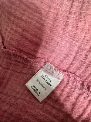 Zenana Pink Double Gauze Waffle Raw Hem Button Up Shirt thumbnail 9