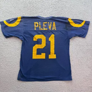Vintage Rawlings Los Angeles Rams Shirt Jersey 21 Pleva Blue Made in USA Medium thumbnail 2