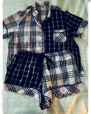 victoria’s secret pajama set pink checkered soft cozy lounge set XXL thumbnail 1