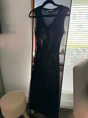 Black Sheer Fishnet Maxi Coverup Dress thumbnail 4