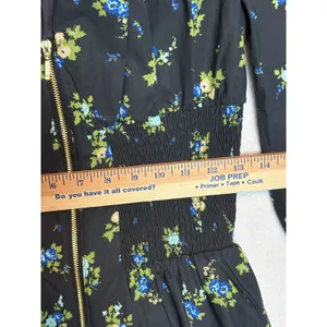 Maeve Anthropologie Tommie Mini Shirtdress Black Floral Smocked Waist Cotton thumbnail 14