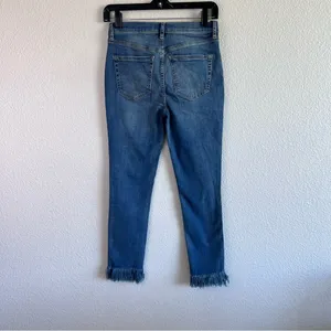 NWT Free People Womens Great Heights Skinny Jeans Frayed Hem‎ Blue thumbnail 7