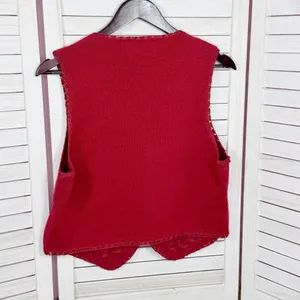 Vintage 90s Heirloom Collectibles Embroidered Beaded Sweater Vest‎ Red Medium thumbnail 8