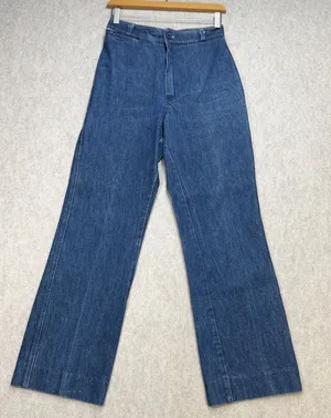 Jazzie Jeans Womens 10 Blue Vintage 70s Boho Wide Leg Jeans Western Disco thumbnail 1